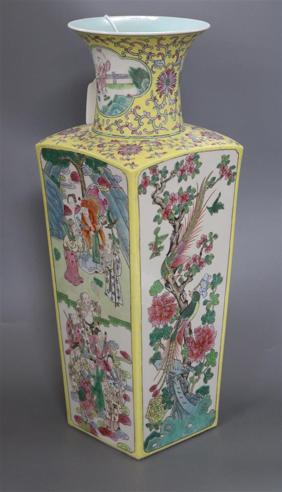 A Chinese Qianlong style square tapered high shouldered vase height 42cm
